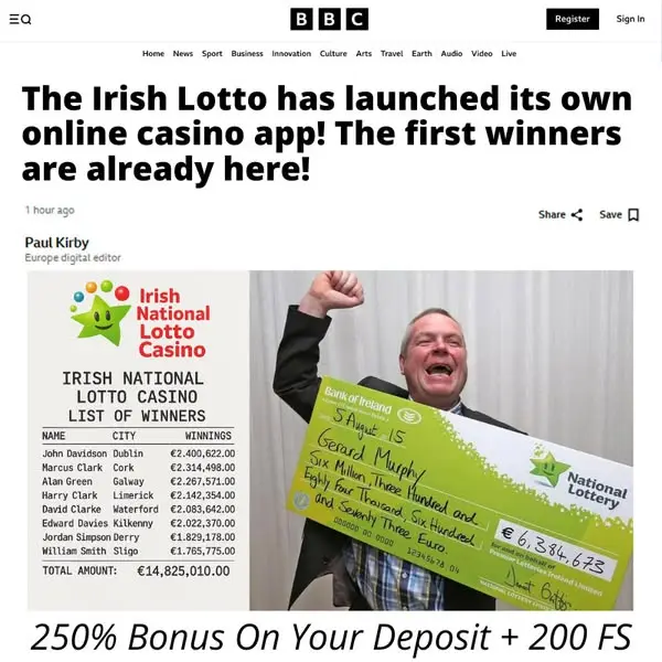 Кадр рекламы Irish National Lotto