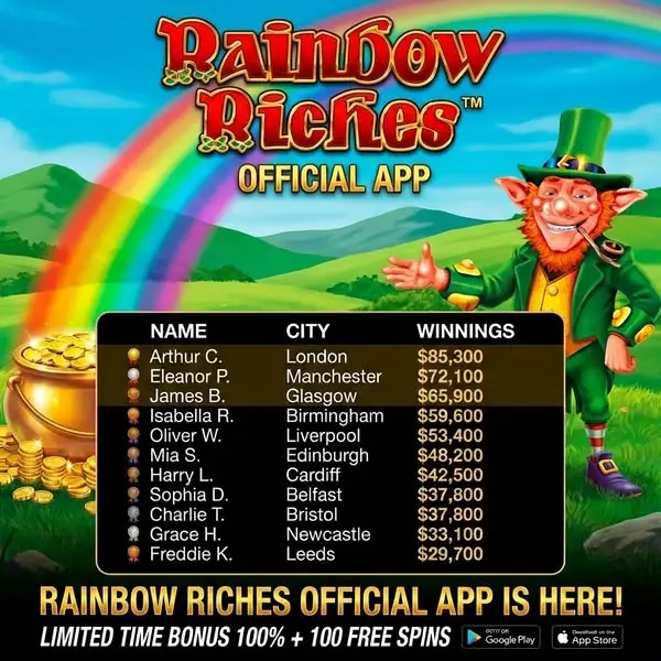 Кадр рекламы RainbowRiches App