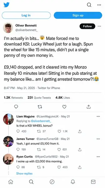 Кадр рекламы KSI Lucky Wheel