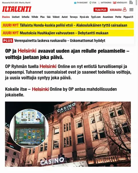 Кадр рекламы Helsinki Casino