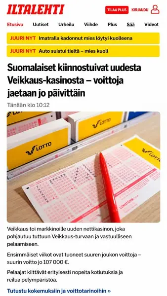 Кадр рекламы Veikkaus FI