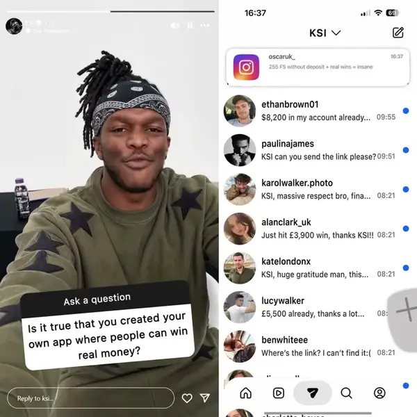 Кадр рекламы KSI App