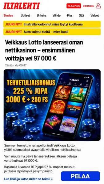 Кадр рекламы Veikkauss Online