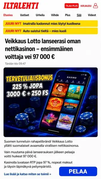 Кадр рекламы Veikkauss Online