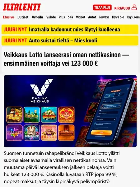 Кадр рекламы Veikkaus FI