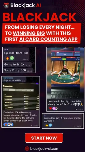Кадр рекламы Blackjack-AI.com