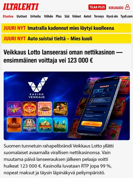 Кадр рекламы Veikkaus FI