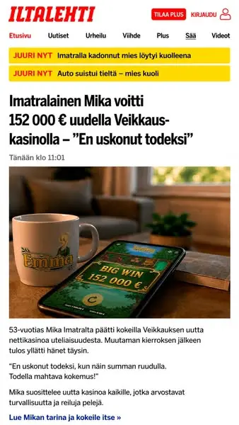 Кадр рекламы Veikkaus FI