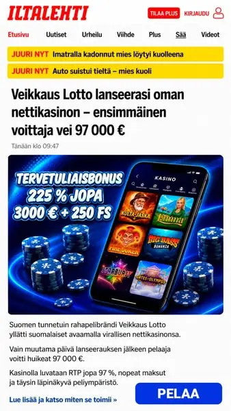 Кадр рекламы Veikkaus FI