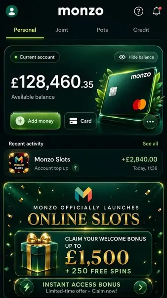 Кадр рекламы Monzo Slots