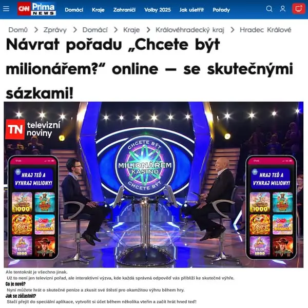 Кадр рекламы Milionář Kasino
