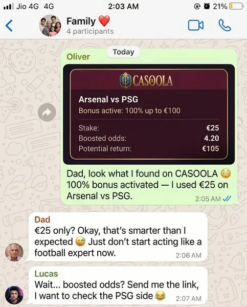 Кадр рекламы Casoola Win Arena