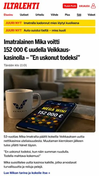 Кадр рекламы Veikkaus FI