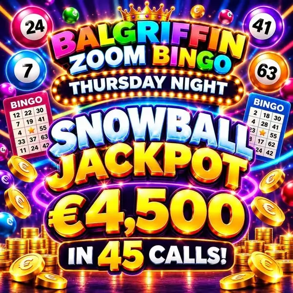 Кадр рекламы Balgriffin Inn Thursday & Sunday Night ZOOM BINGO